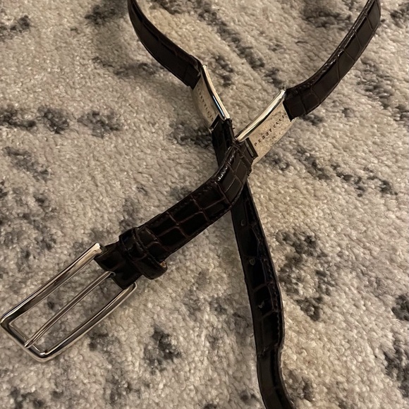 Perry Ellis Ladies Croc Leather Brown Belt Size L - Picture 5 of 5